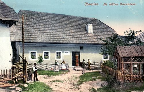 Historische Postkarte Böhmisch Krumau Ad. Stifters Geburtshaus in Oberplan
