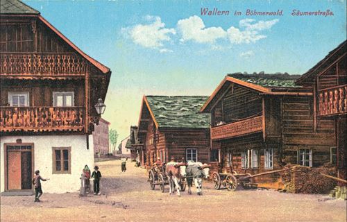 Historische Postkarte Prachatitz Wallern Säumerstraße