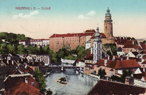 Historische Postkarte Böhmisch Krumau Schloss