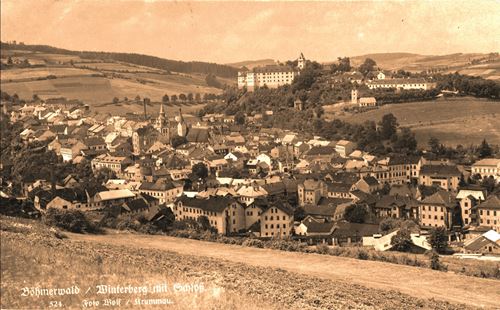 Historische Postkarte Prachatitz Winterberg mit Schloss